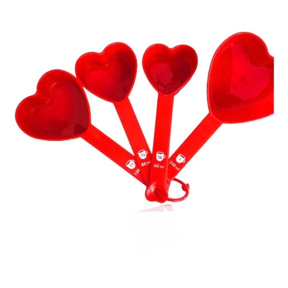 4piece Red Heart shaped plastic baking cooking measuring cups‎ set new - Picture 11 of 11